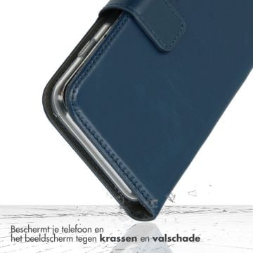 Selencia Echt Lederen Bookcase Samsung Galaxy A26 - Blauw