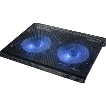 Trust Azul | Laptop Cooling Stand | 2 Ventilatoren | USB-voeding | Blauw Verlicht | max 17.3 inch, 43,9 cm (17.3"), 2 stuk(s), Zwart, Blauw, USB, USB