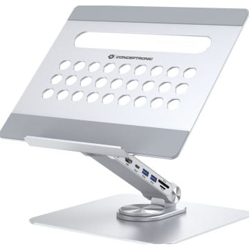 Conceptronic DONN27G - laptopstandaard met 7-in-1 USB 3.2 Gen 1 dockingstation