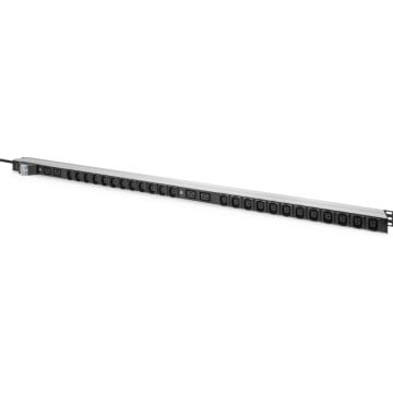 Digitus DN-95451 – IT PDU – 1-fase 32 A – 24 × C13 & 4 × C19 – 3 meter kabel – verticale montage – 8000 W – aluminium – zwart