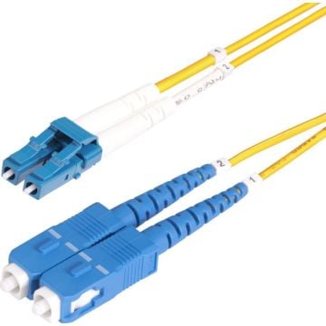 StarTech.com 5m (15ft) LC to SC (UPC) OS2 Single Mode Duplex Fiber Optic Cable, 9125µm, Laser Optimized, 10G, Bend Insensitive, Low Insertion Loss - LSZH Fiber Patch Cord (SMLCSC-OS2-5M)