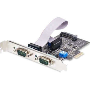 StarTech.com 2-Port Serial PCIe Card, Dual-Port PCI Express to RS232RS422RS485 (DB9) Serial Card, Low-Profile Brackets Incl., 16C1050 UART, TAA-Compliant, WindowsLinux, TAA Compliant - Level-4 ESD Protection (2S232422485-PC-CARD)