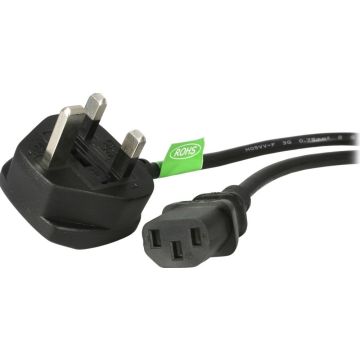 StarTech.com 3ft (1m) UK Computer Power Cable, BS 1363 to C13 Power Cord, 18AWG, 10A 250V, Black Replacement AC Power Cord, Monitor Power Cable, BS 1363 to IEC 60320 C13 Kettle Lead - PC Power Supply Cable (BS13U-1M-POWER-LEAD)