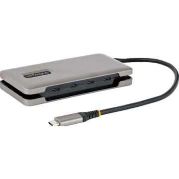 StarTech.com 4-Port USB-C Hub, 4x USB-C Ports, USB 3.1 10Gbps, Portable USB C Hub with 100W Power Delivery Pass-Through, Portable USB Type C Hub w 9.8in (25cm) Wrap-Around Cable - USB Expansion Hub (HB31CM4CPD3)